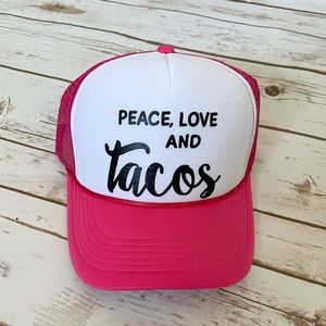 Peace, love & tacos ponytail trucker hat